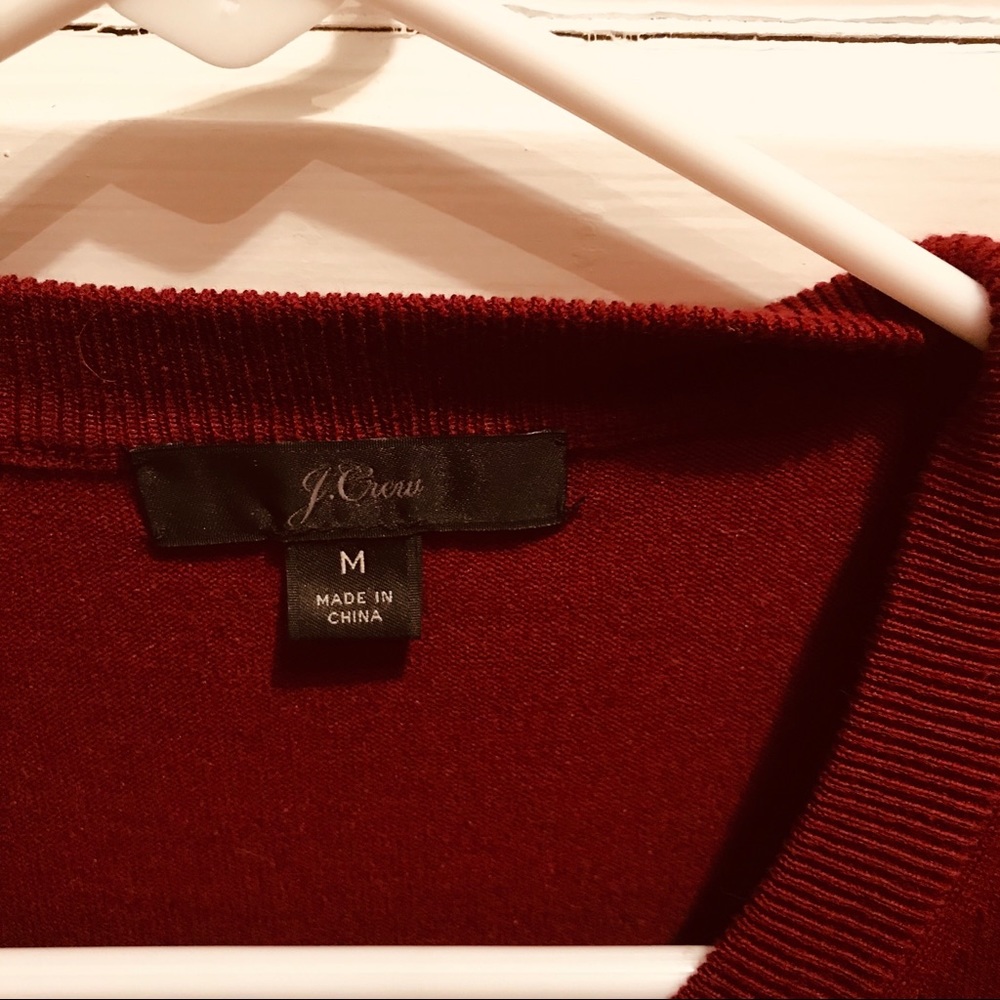 J. Crew Burgundy Cardigan with Metallic Sequin Floral Detail - Picture 6 of 7